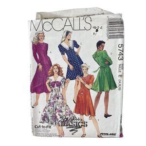 90s McCalls 5743 Dress Sewing Pattern Sizes 14-16-18 Cut To Fit Vintage UNCUT